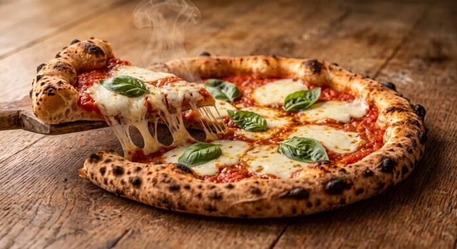 Pizza Margherita - Pomodoro del Gargano, mozzarella fiordilatte pugliese, basilico fresco, olio extravergine salentino