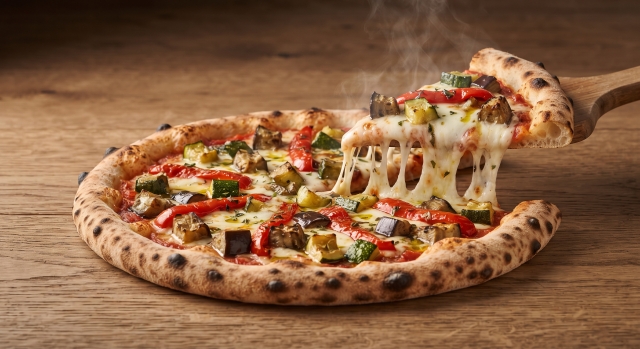 Pizza Ortolana - Pomodoro del Gargano, zucchine arrosto, melanzane al forno, peperoni gratinati, olio extravergine salentino